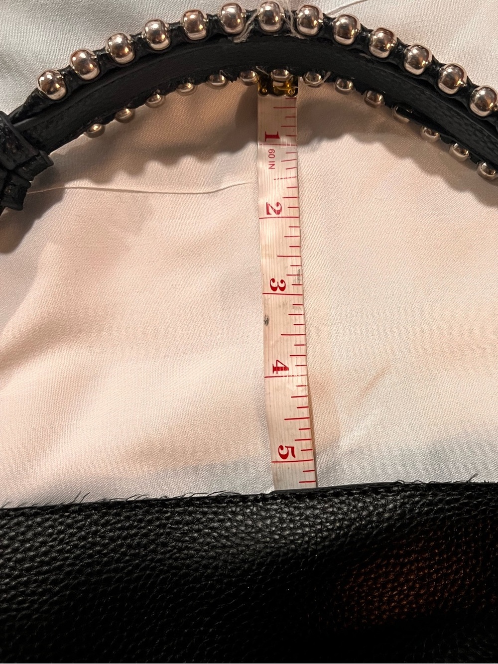 Steve Madden Black Pebbled Leather Shoulder Bag with Studded Handle - Picture 9 of 11